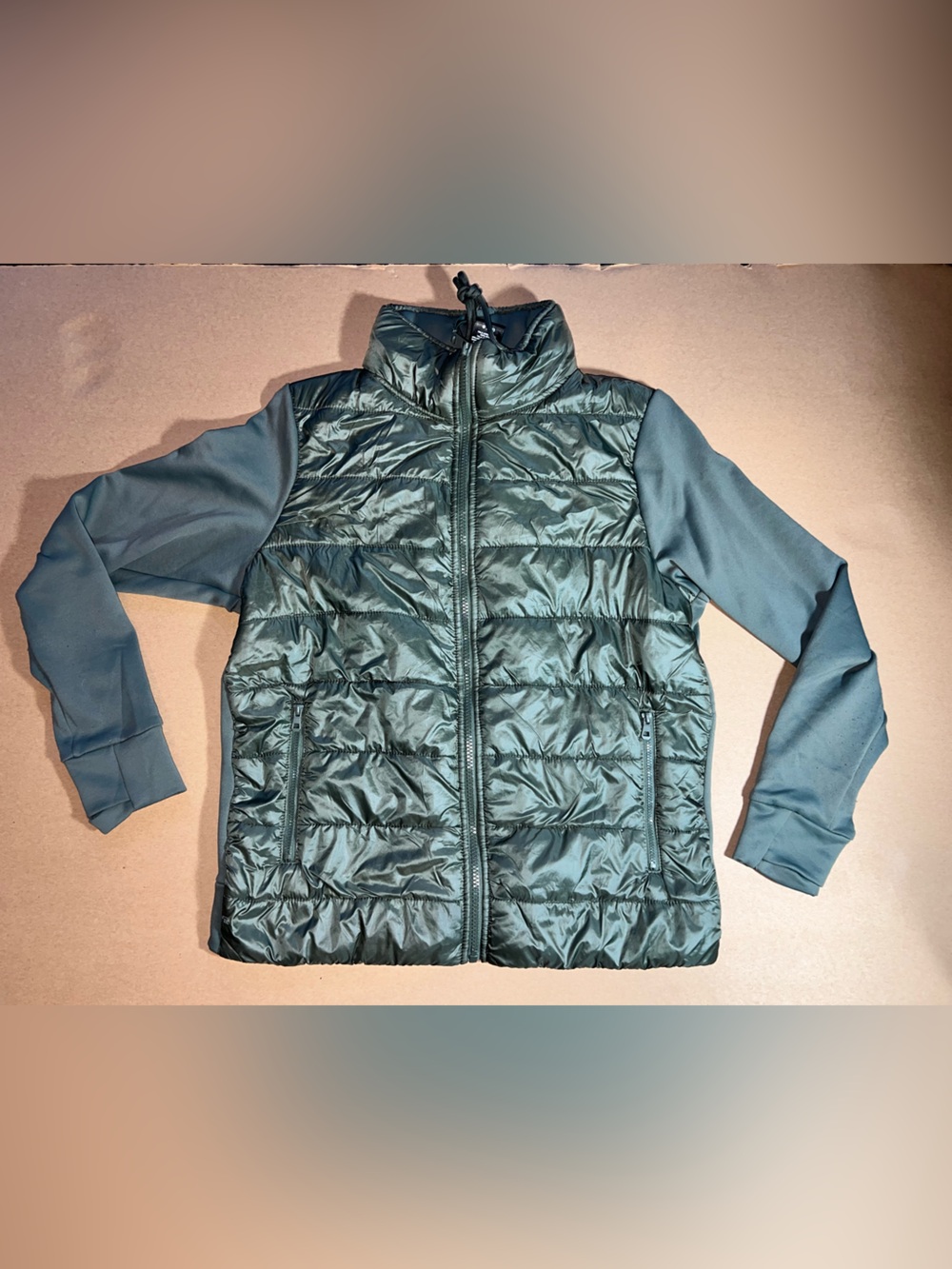 Avia Men's Puffer Hybrid Jacket in Olive Green